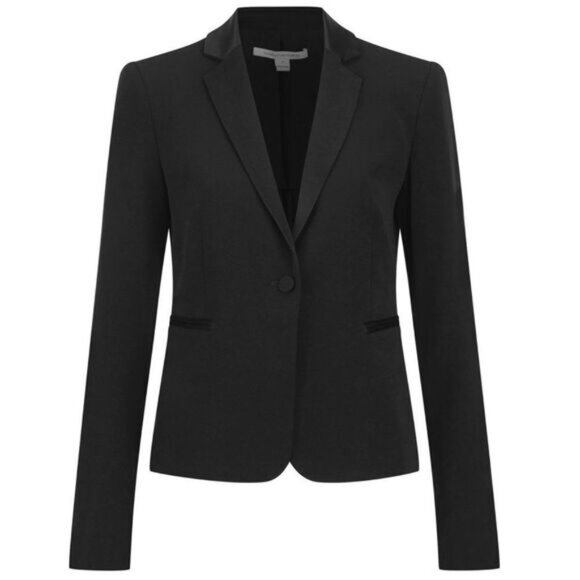 DIANE VON FURSTENBERG Jennie Blazer Jacket Four-Season Stretch Black Sz 2 - Picture 2 of 16